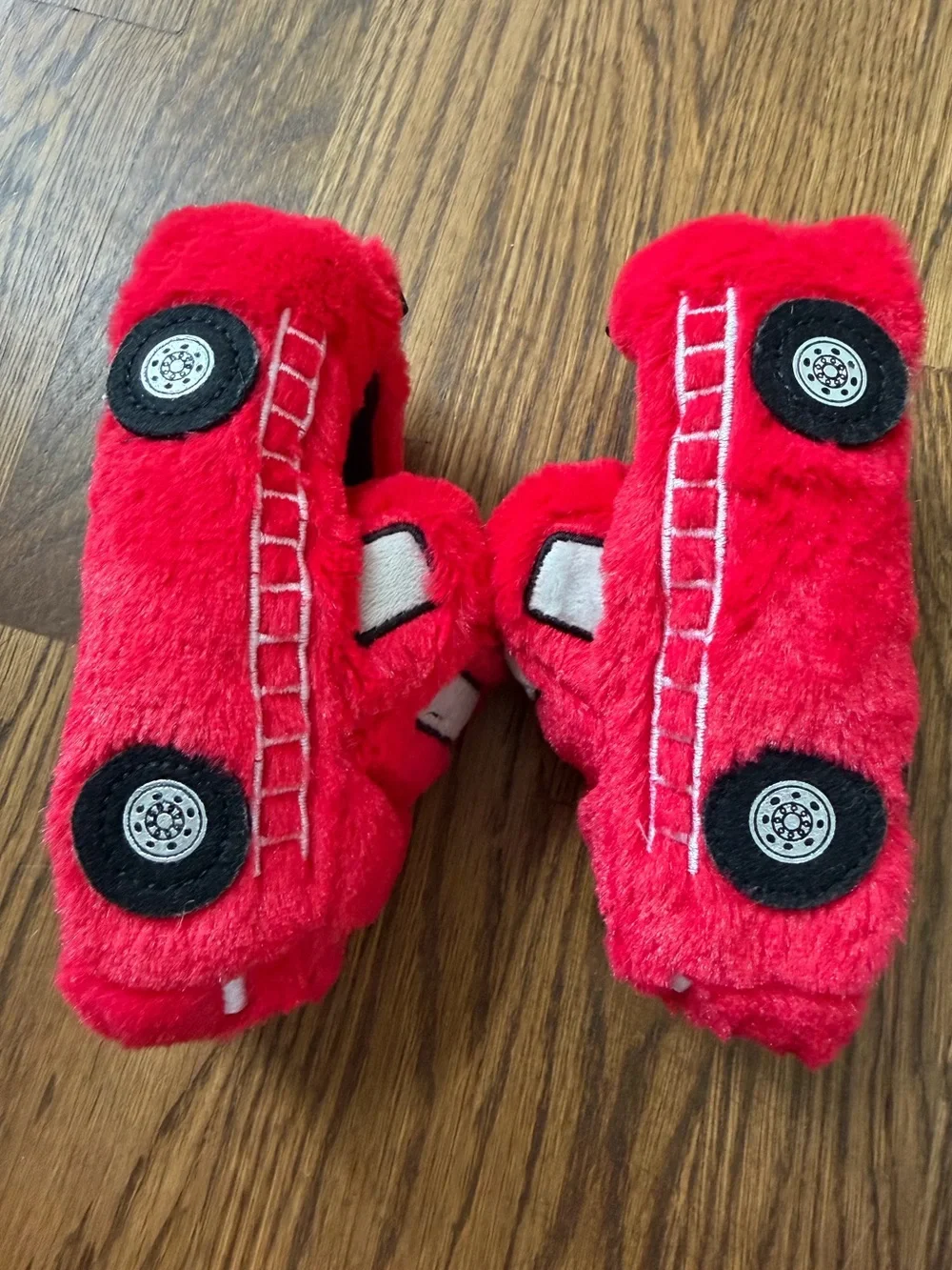 Carter’s Red Plush Fire Truck Slippers, toddler size 7-8